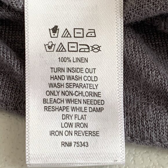 Tahari Linen Open Front Cardigan Womens Large Gray Sharkbite Hem Lightweight - Picture 5 of 7